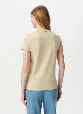 İkks Yuvarlak Yaka Baskılı Bej Kadın T-Shirt B210125