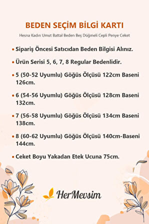Hesna Kadın Umut Battal Beden Beş Düğmeli Cepli Penye Siyah Ceket