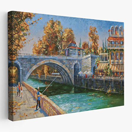 Soçhi Nehri Rusya Yağlıboya Görünüm Dekoratif Kanvas Duvar Tablosu-3605