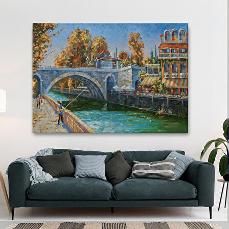 Soçhi Nehri Rusya Yağlıboya Görünüm Dekoratif Kanvas Duvar Tablosu-3605