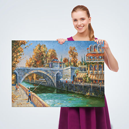 Soçhi Nehri Rusya Yağlıboya Görünüm Dekoratif Kanvas Duvar Tablosu-3605