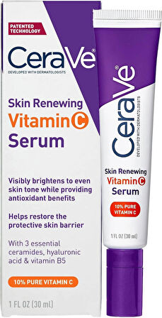 CeraVe -Hyaluronik asit ile C vitamini serumu |% 10 saf C Vitamini ile yüz için cilt parlatıcı serum 