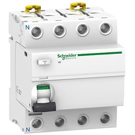 Schneider A9R41425, 25 Amper, 30mA, AC Tip, Trifaze, Kaçak Akım Koruma Rölesi, 4 Kutuplu (3 Faz+Nötr)