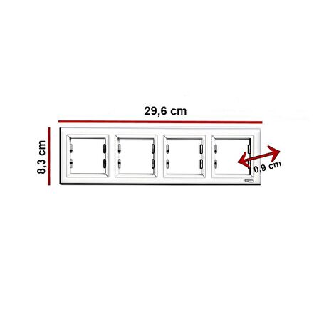 Schneider Asfora Krem 4'lü Yatay Çerçeve