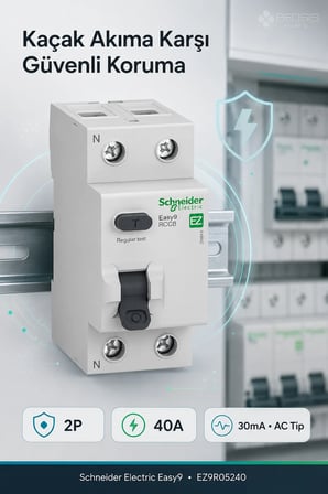 Schneider Electric Easy9 EZ9R05240 2P 40A 30mA AC Tip Kaçak Akım Koruma Rölesi