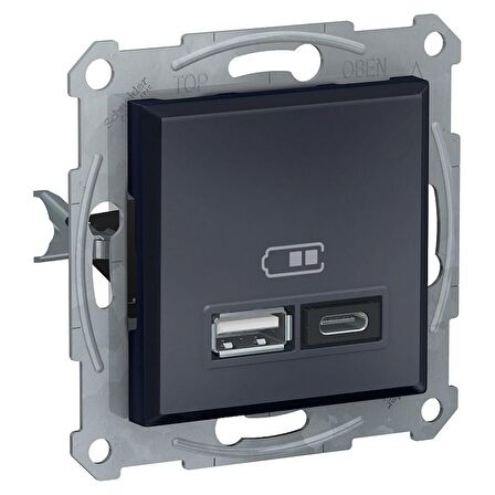 Schneider Asfora Plus Antrasit USB Şarj Prizi 2.4A Type A+C Çerçevesiz - EPH2700371