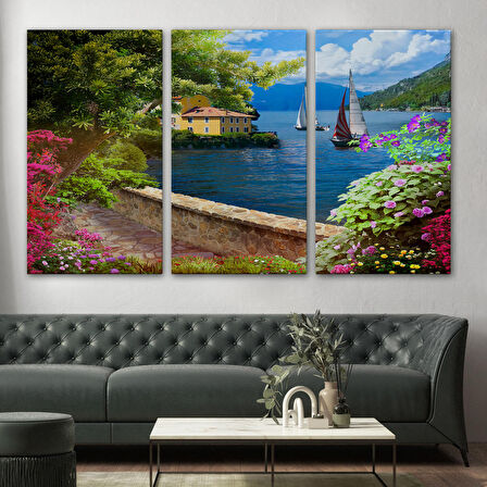 Denize Açılan Çiçekli Yol Duvar Tablosu-3606