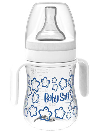 Baby Soft Geniş Ağız Kulplu PP Biberon 150 ml Beyaz