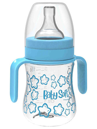 Baby Soft Geniş Ağız Kulplu PP Biberon 150 ml Turkuaz