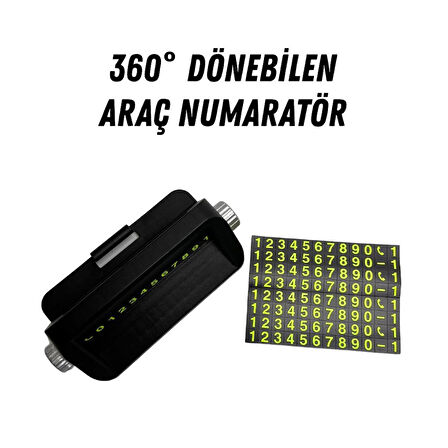 360 DERECE DÖNEBİLEN TELEFON TUTACAK ÖZELLİKLİ ARAÇ NUMARATÖRÜ