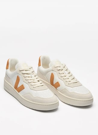 Veja Beyaz - Turuncu Erkek Sneaker V-90 Leather
