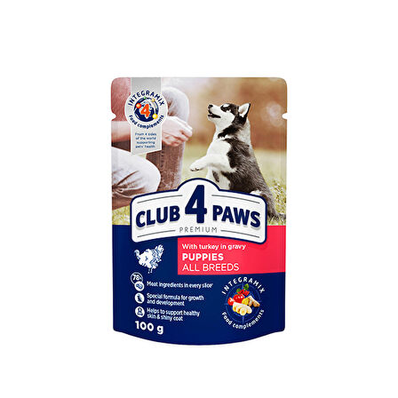 Club4Paws Hindili Pouch Yavru Köpek Sos 100 Gr (456-D6319)