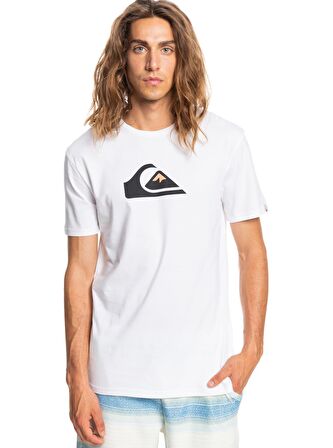 Quiksilver Bisiklet Yaka Baskılı Beyaz Erkek T-Shirt EQYZT06534 COMP LOGO SS