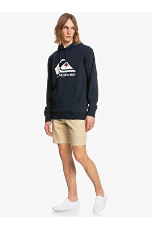 Quiksilver Lacivert Erkek Kapüşonlu Baskılı Sweatshirt EQYFT04450 BIG LOGO HOOD