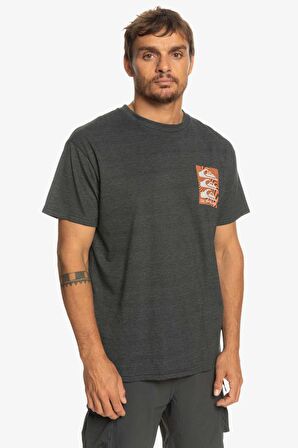 Quiksilver Bisiklet Yaka Siyah Erkek T-Shirt EQYZT07205 WARPED PATTERNS M TEES