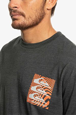 Quiksilver Bisiklet Yaka Siyah Erkek T-Shirt EQYZT07205 WARPED PATTERNS M TEES