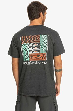 Quiksilver Bisiklet Yaka Siyah Erkek T-Shirt EQYZT07205 WARPED PATTERNS M TEES