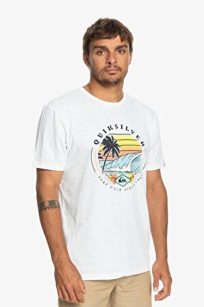 Quiksilver Bisiklet Yaka Beyaz Erkek T-Shirt EQYZT07282 QSSURFCLUBII M TEES