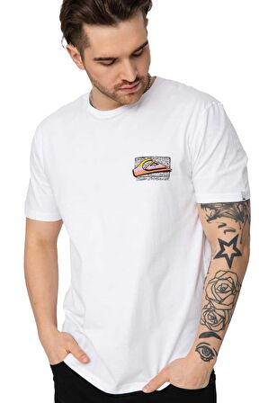 Quiksilver Bisiklet Yaka Beyaz Erkek T-Shirt EQYZT07231 RETROFADE M TEES