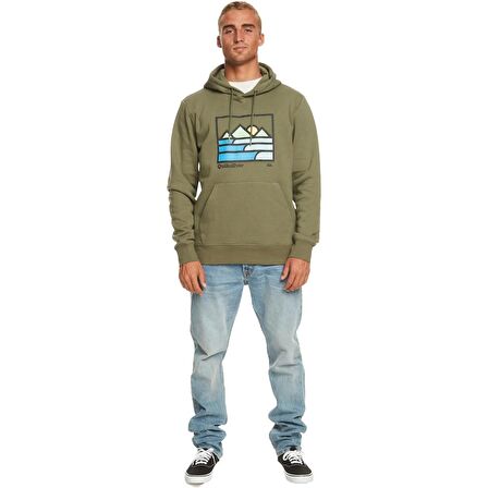 Quiksilver LANDSCAPE LINES HOODIE Yeşil Erkek Sweatshirt