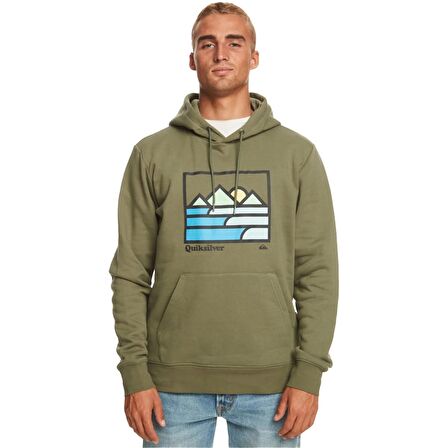 Quiksilver LANDSCAPE LINES HOODIE Yeşil Erkek Sweatshirt