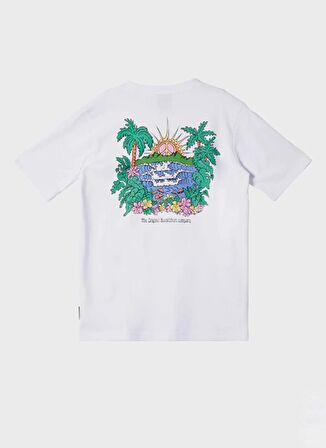 Quiksilver Düz Beyaz Erkek T-Shirt AQBZT04374-10-ISLAND SUNRISE BOE