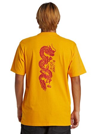 Quiksilver Sarı Erkek O Yaka  Standart Fit Baskılı T-Shirt AQYZT09544_DRAGON FIST MOE