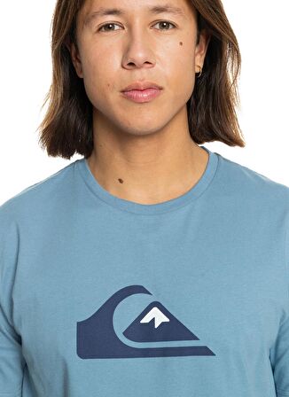 Quiksilver Mavi Erkek O Yaka  Standart Fit Baskılı T-Shirt EQYZT07658_COMP LOGO SS