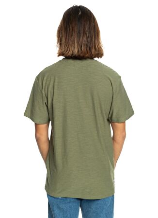 Quiksilver Yeşil Erkek O Yaka  Standart Fit Baskılı T-Shirt EQYKT04337_SLUB ROUNDNECK