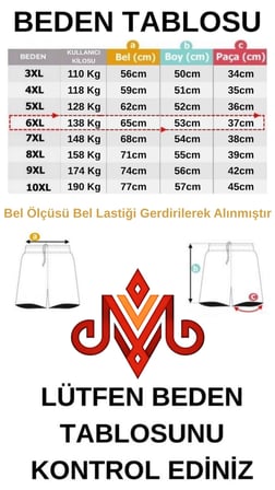 Erkek Büyük Beden 110-190 Kilo Arası İçin Uygun Micropoly Çabuk Kuruyan Kumaş Deniz Şortu