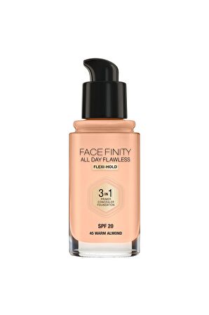 Max Factor FaceFinity 3ın1 Spf 20 Fondöten 45 Warm Almond 30ml