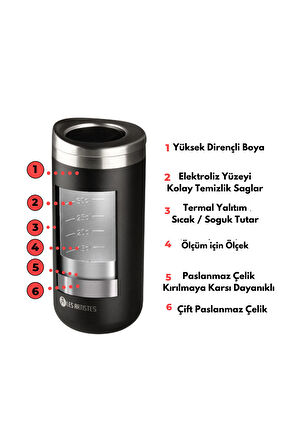 Isı Yalıtımlı Çelik Termos Mug 350ML Split Black