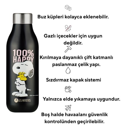Les Artistes Paris Isı Yalıtımlı Çelik Termos 500ml Happy Snoopy