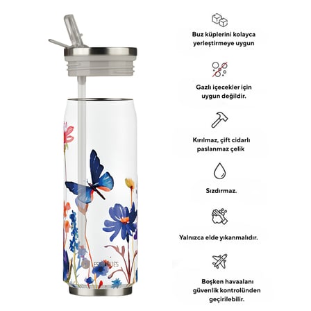 Les Artistes Paris Isı Yalıtımlı Kutu Çelik Termos 500ml Floral Butterfly