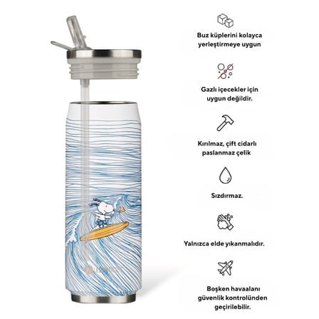 Les Artistes Paris İsı Yalıtımlı Kutu Çelik Termos 500Ml Surfing Snoopy