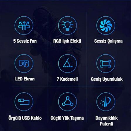 Coofbe 5 Fanlı Laptop Soğutucu