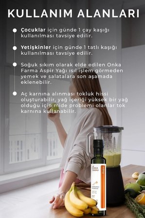 onka farma soğuk sıkım aspir yağı -  aspir yağı - 250 ml