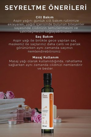 onka farma soğuk sıkım aspir yağı -  aspir yağı - 250 ml