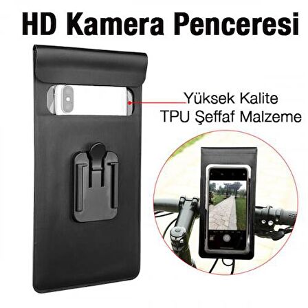 Coofbe Su Geçirmez Tpu Şeffaf Aynaya Takılan Motosiklet Telefon Tutucu Bisiklet Telefon Tutucu