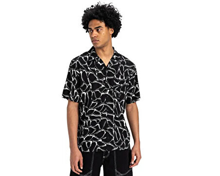 Quiksilver Mercury Chrome Ss Shirt Erkek Günlük Gömlek EQYWT04626-BLMC Siyah