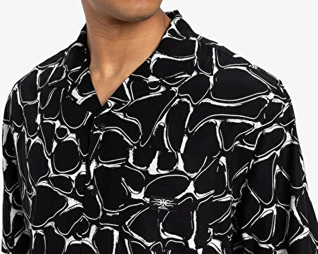 Quiksilver Mercury Chrome Ss Shirt Erkek Günlük Gömlek EQYWT04626-BLMC Siyah