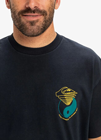 EQYZT08033 HW HYPNOTIC WAVE SS Siyah Bisiklet Yaka Oversized Baskılı Erkek T-Shirt