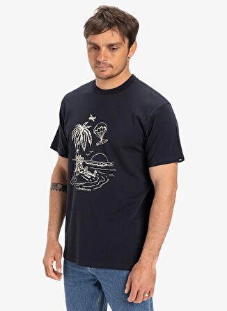 EQYZT08044 EV TUNED OUT SS Lacivert Bisiklet Yaka Normal Kalıp Baskılı Erkek T-Shirt
