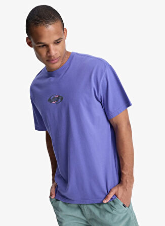 EQYZT08021 GH QS GLOBAL HEAT SS Mor Bisiklet Yaka Normal Kalıp Baskılı Erkek T-Shirt