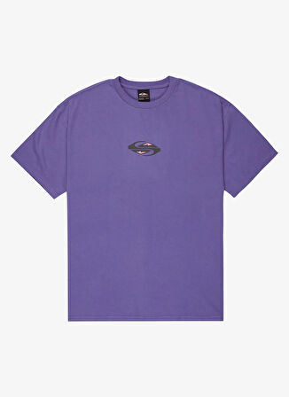 EQYZT08021 GH QS GLOBAL HEAT SS Mor Bisiklet Yaka Normal Kalıp Baskılı Erkek T-Shirt