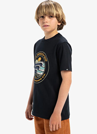 Quiksilver Düz Siyah Erkek Çocuk T-Shirt EQBZT04836-EVO THREE SEAS SS YTH
