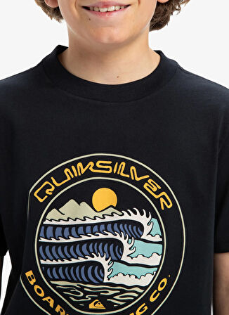 Quiksilver Düz Siyah Erkek Çocuk T-Shirt EQBZT04836-EVO THREE SEAS SS YTH