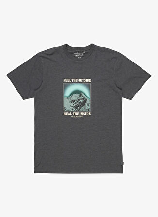 EQYZT08004 FEEL THE OUTSIDE SS TEE Antrasit Bisiklet Yaka Normal Kalıp Baskılı Erkek T-Shirt