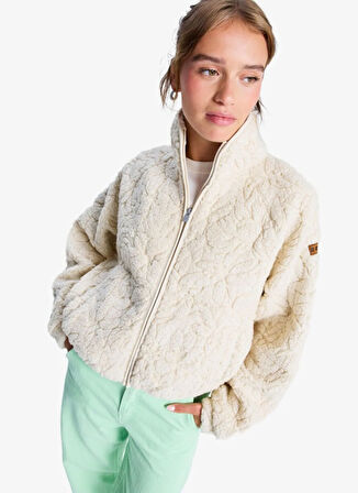 Quiksilver ERJPF03212-BLURRY CLOUD Krem Dik Yaka Normal Düz Kadın Polar Sweatshırt