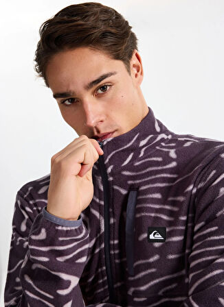 Quiksilver EQYPF03071-NO DESTINATION FZ Mor Dik Yaka Normal Düz Erkek Polar Sweatshırt